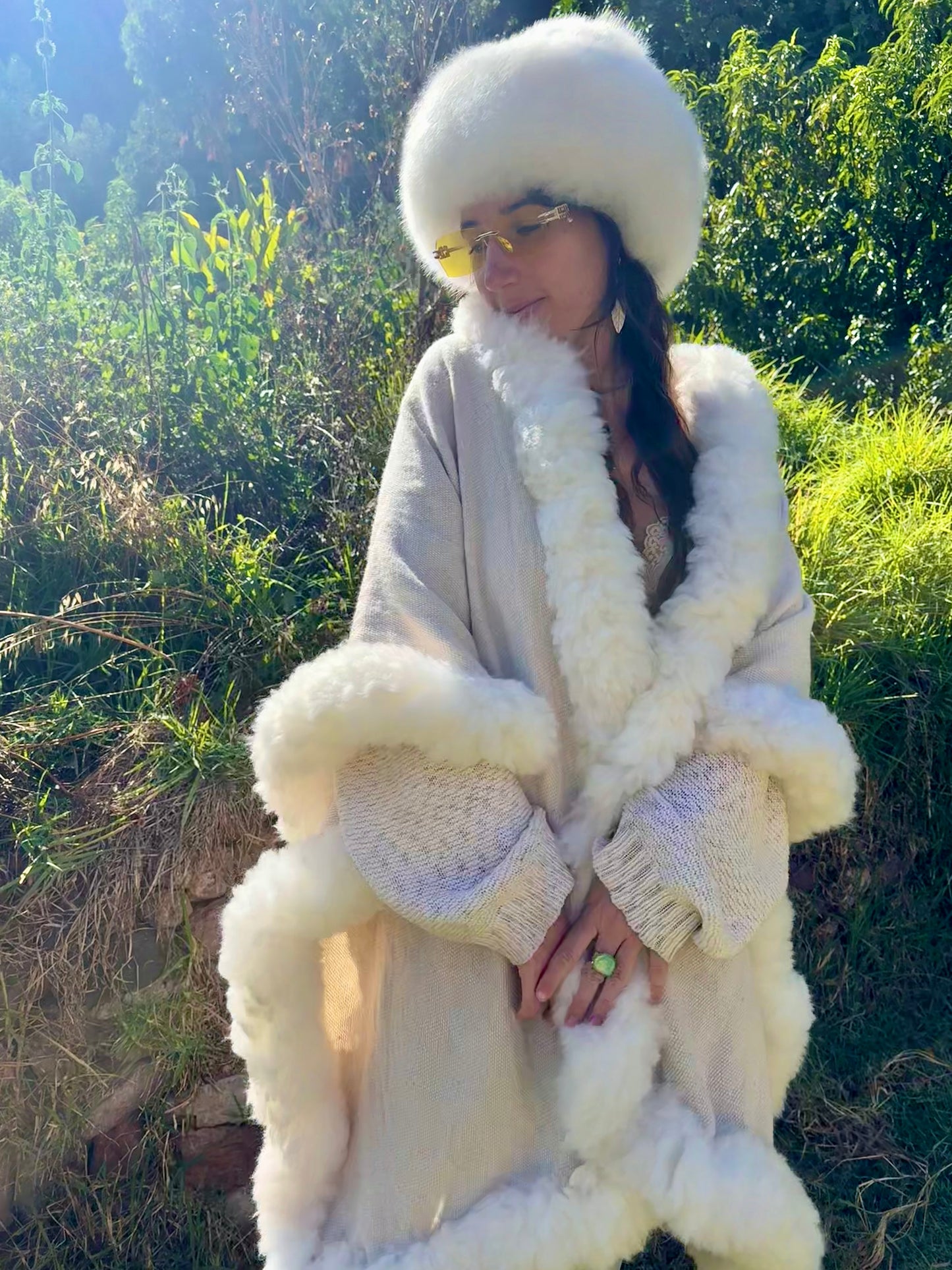 White Handwoven Alpaca Cape