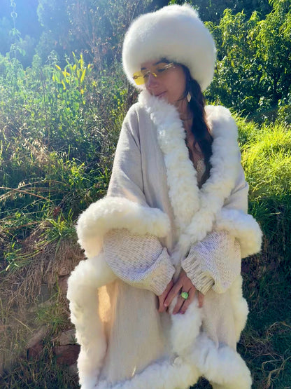 White Handwoven Alpaca Cape