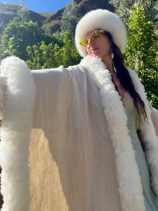 White Handwoven Alpaca Cape