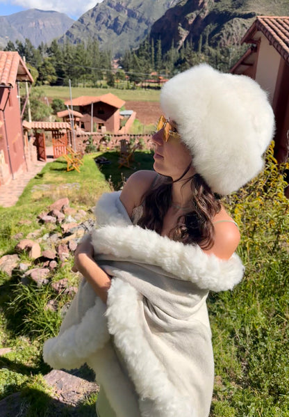 White Handwoven Alpaca Cape